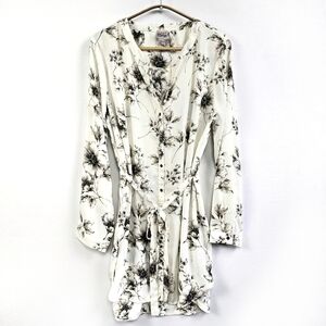 Como Vintage Floral Dress Black White Size Large